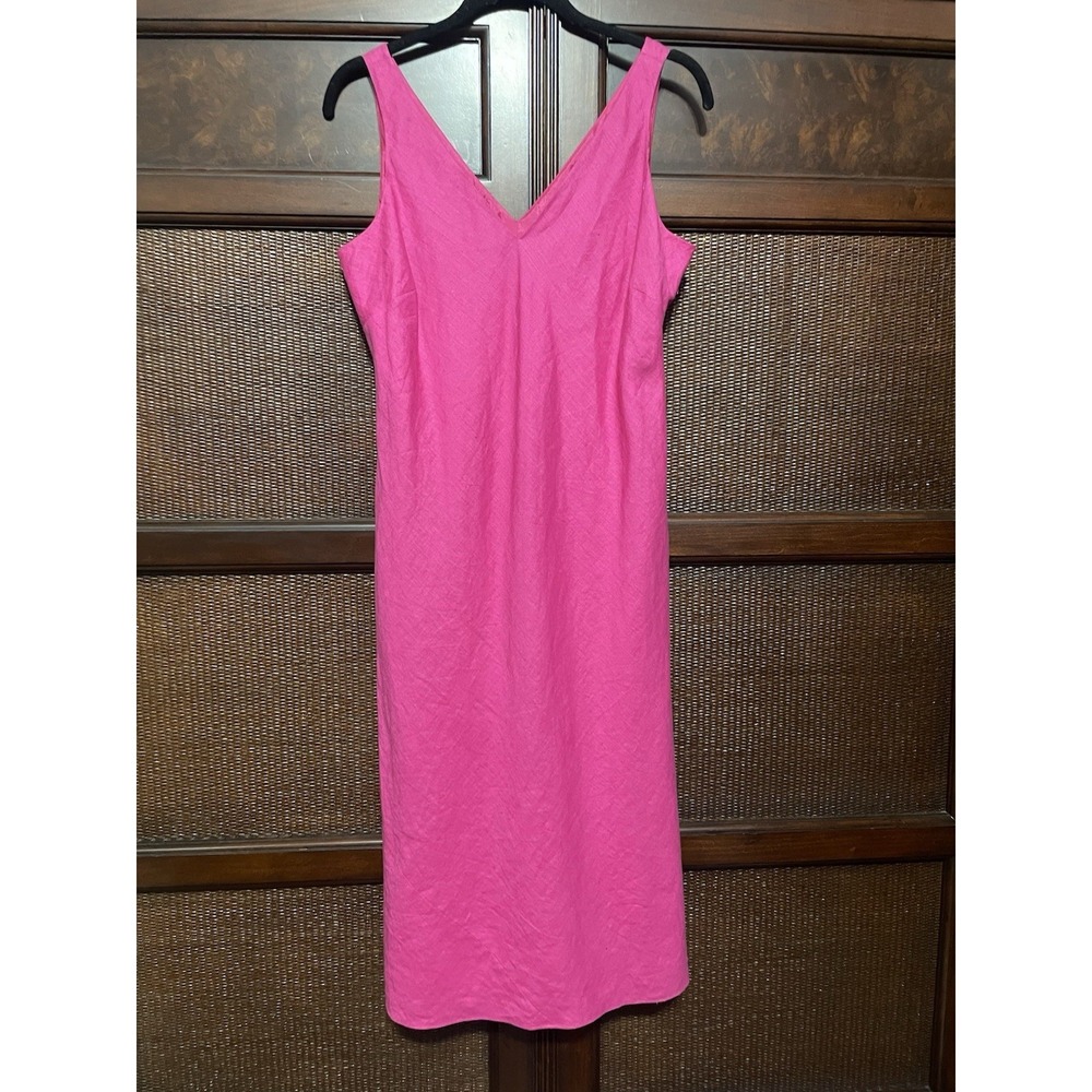 Lauren Ralph Lauren Pink Sleeveless Linen Midi Dress Size 8 Summer Party